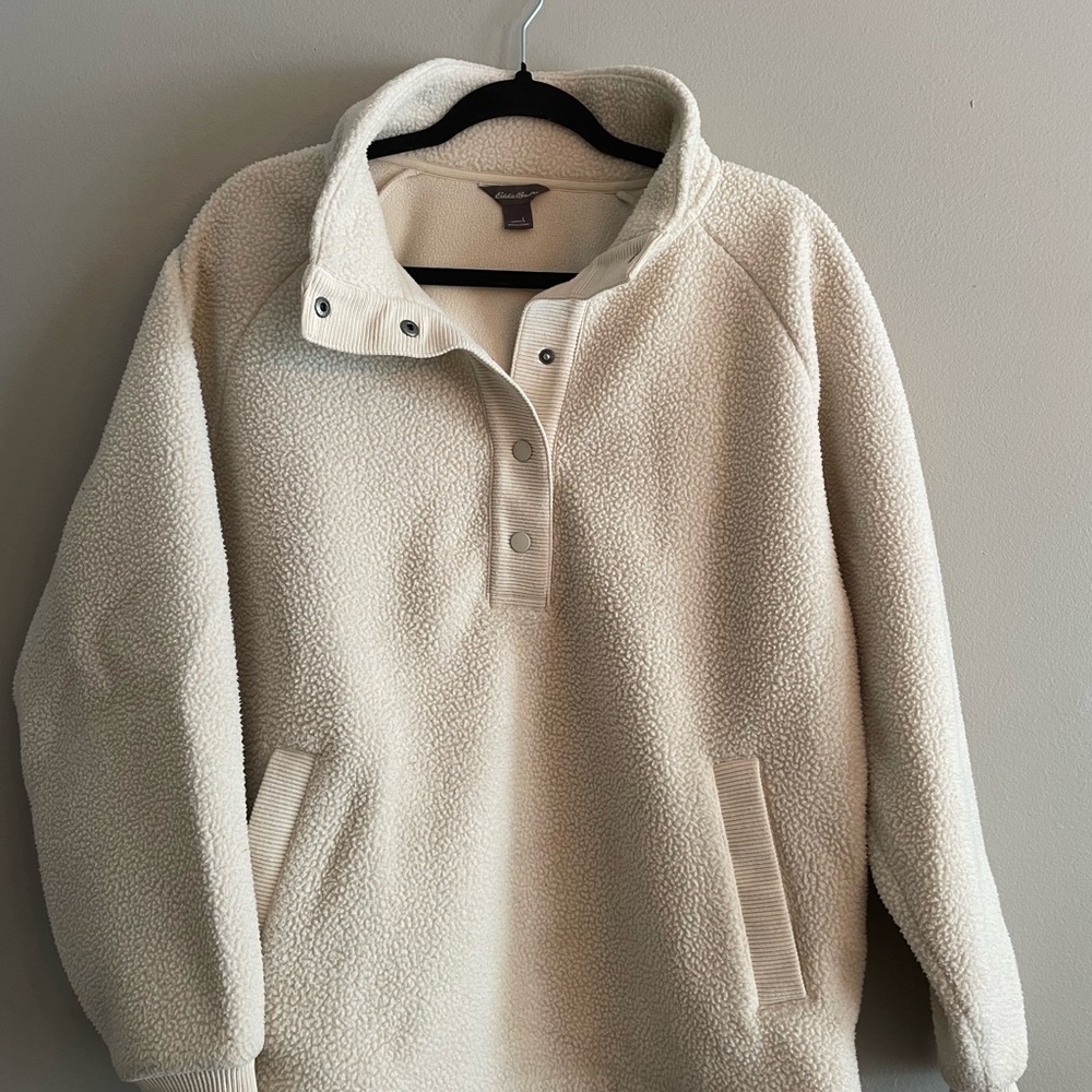 Eddie Bauer Women's Cream Zip-Up Sweater